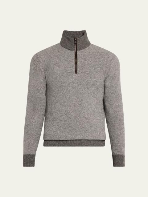 Ralph Lauren Men's Birdseye Cashmere Quarter-Zip Sweater
