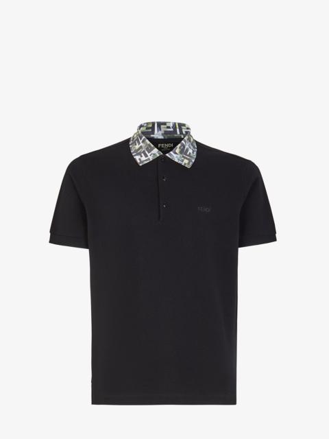 FENDI Black cotton polo shirt