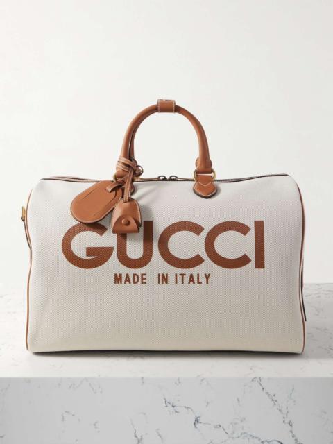 GUCCI Leather-trimmed printed canvas tote