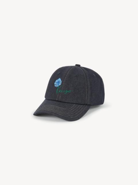 KENZO 'KENZO Tulip' embroidered cap in denim-like twill