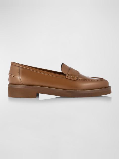 AQUAZZURA Aqua Leather Slip-On Loafers
