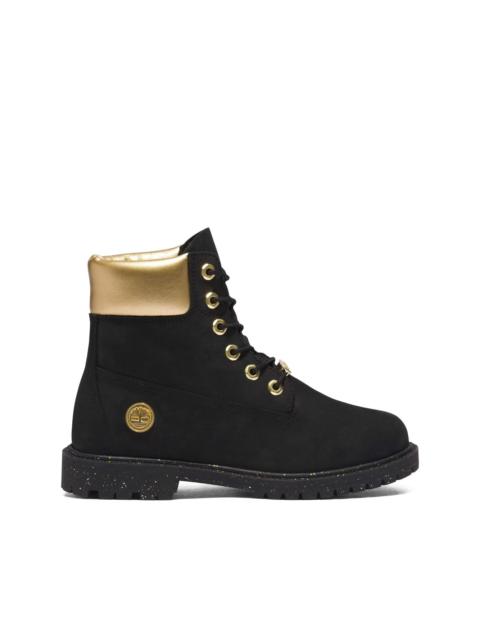 Timberland 6 Inch Premium "Black Nubuck/Gold" boots