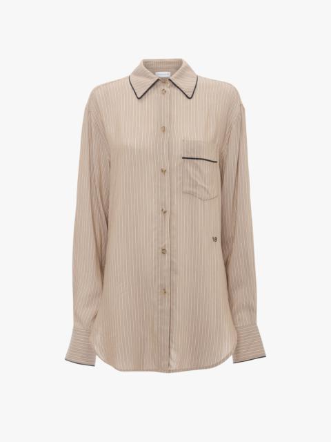 Victoria Beckham Piping Detail Pyjama Shirt In Tobacco-Midnight