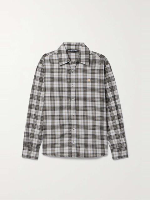 Acne Studios Appliquéd checked cotton-flannel shirt