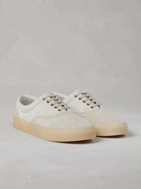 Washed suede and techno corduroy sneakers