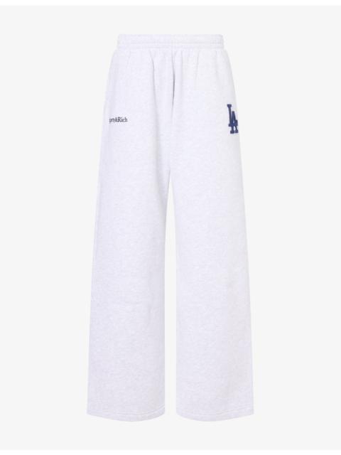 Sporty & Rich LA Serif Wide-Leg Cotton Jogging Bottoms