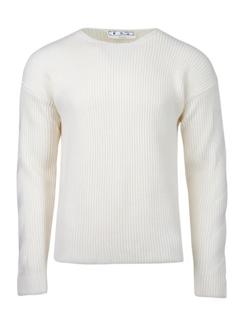 Off-White Slick Diagional Knit Crewneck Beige