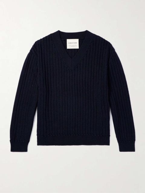 A KIND OF GUISE Saimir Ribbed Merino Wool and Silk-Blend Sweater