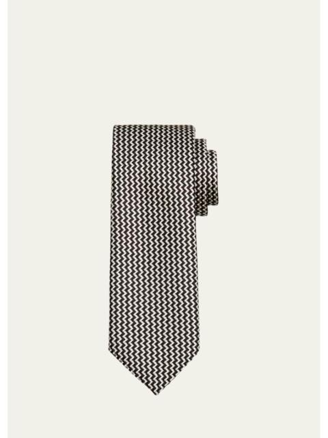 TOM FORD Men's Contrast Zigzag Silk Tie