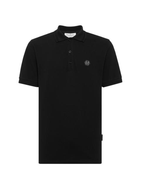 PHILIPP PLEIN skull-print rhinestone-embellished polo shirt