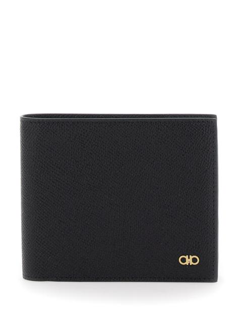 FERRAGAMO Bi-Fold Wallet Micro Gancini With Grained Leather Logo Black Men Calf Products