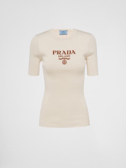Prada Silk crew-neck sweater with logo