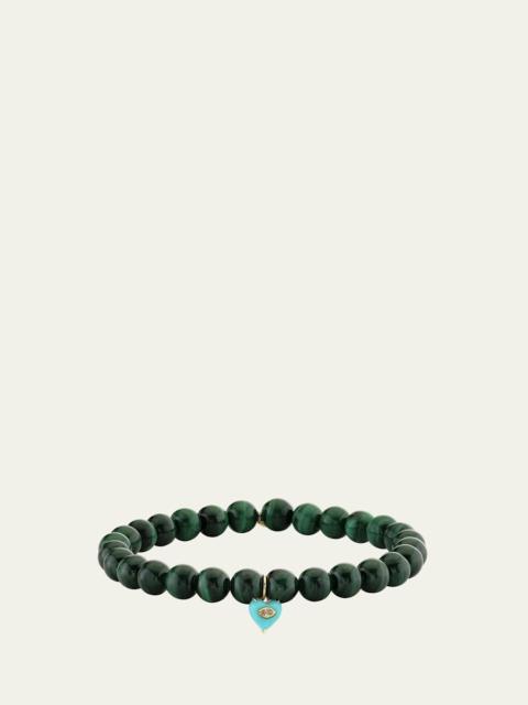 SYDNEY EVAN 14K Diamond Marquise Turquoise Heart on Malachite Bracelet