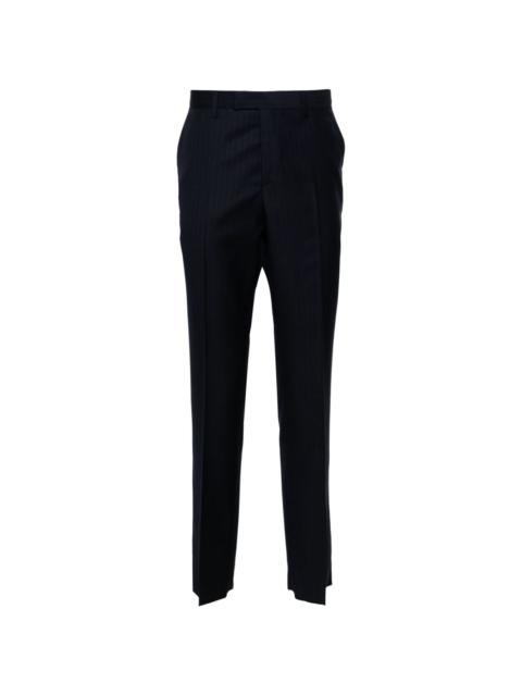 pinstriped wool tailored trousers