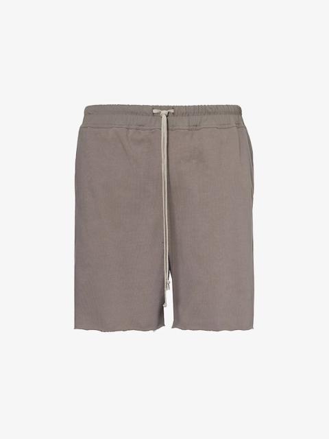 Drawstring-waistband mid-rise stretch-cotton shorts
