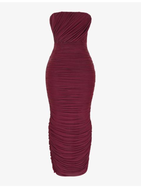 House of CB Sapphire gathered stretch-woven maxi dress