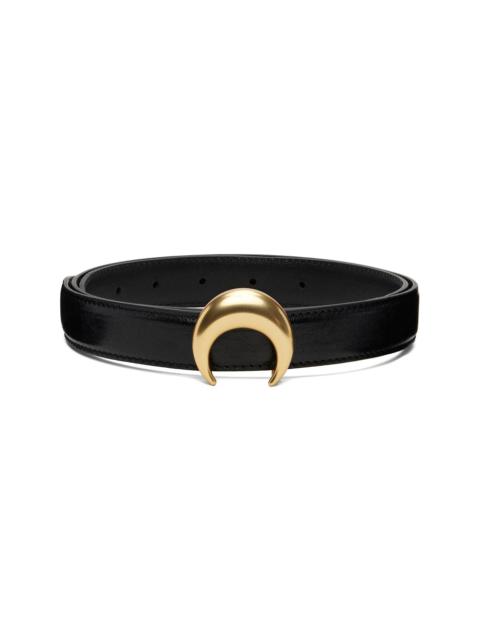 Black Smooth Leather Moon Belt