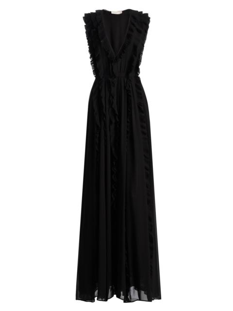 ULLA JOHNSON Women's Aida Silk Cascading Ruffle Gown - Noir