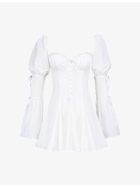 House of CB Ellerie Corset-Bodice Stretch-Cotton Mini Dress