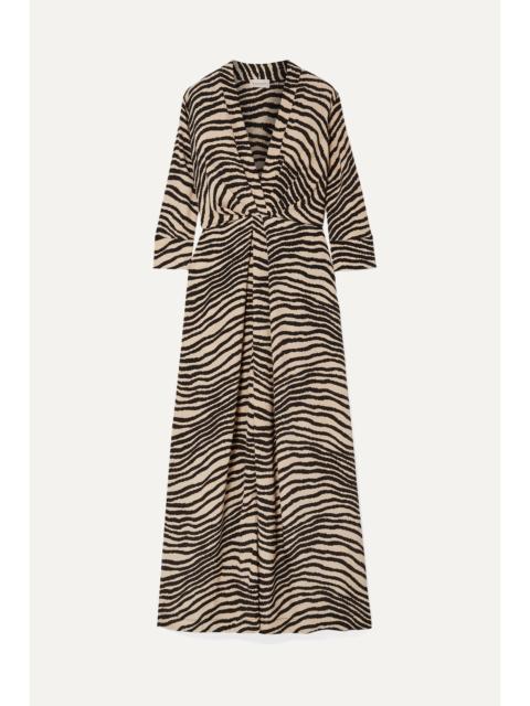 BY MALENE BIRGER Diya Zebra-print Gathered Crepe De Chine Maxi Dress