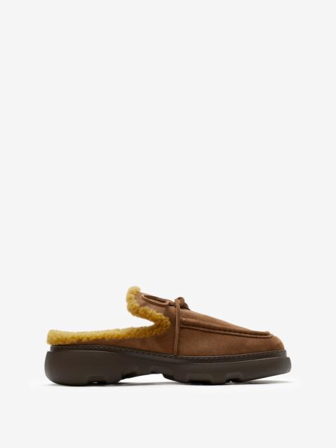 Burberry Suede and Shearling Stony Mules