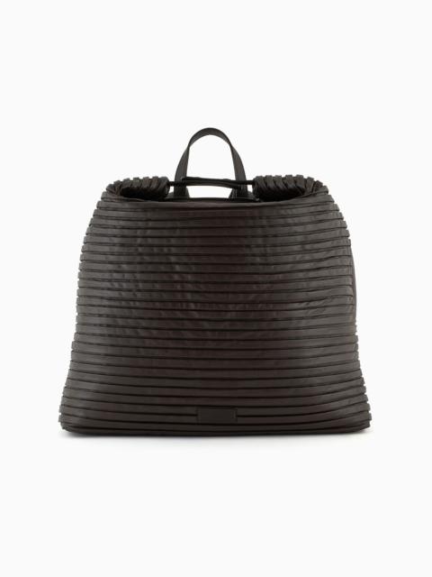 Backpack in pleated nappa leather