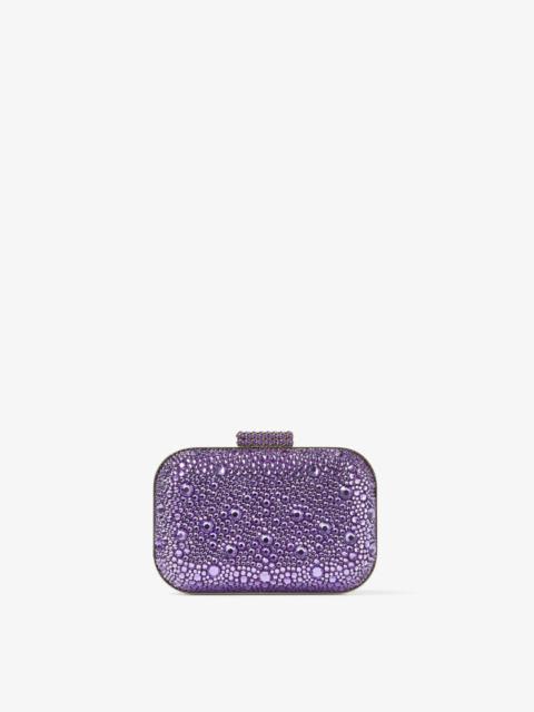 JIMMY CHOO Micro Cloud
Cassis Satin Mini Bag with Hotfix Crystals