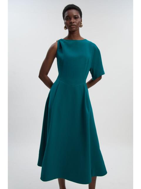 KAREN MILLEN Soft Tailored Trim Detail Full Skirt Midi Dress