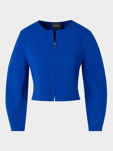 AKRIS Harriet Wool Crepe Crop Jacket