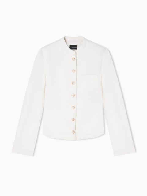 EMPORIO ARMANI ASV GARMENT-DYED LYOCELL AND LINEN JACKET