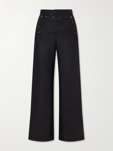 BODE Sailor Cropped Linen High-rise Wide-leg Pants