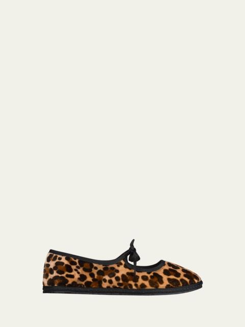 ViBi Venezia Leopard-Printed Canvas Mary Jane Ballerina Flats