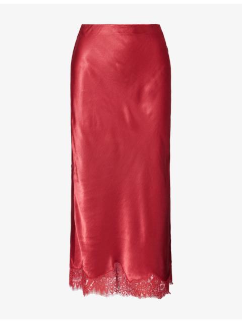 Rails Ebony Lace-Trim Satin Skirt