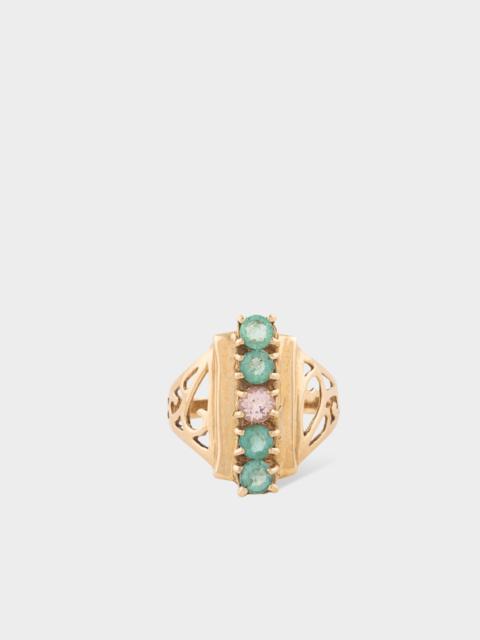 Paul Smith 'Extravagant Emerald and Morganite' Gold Cocktail Ring by Barqoue Rocks