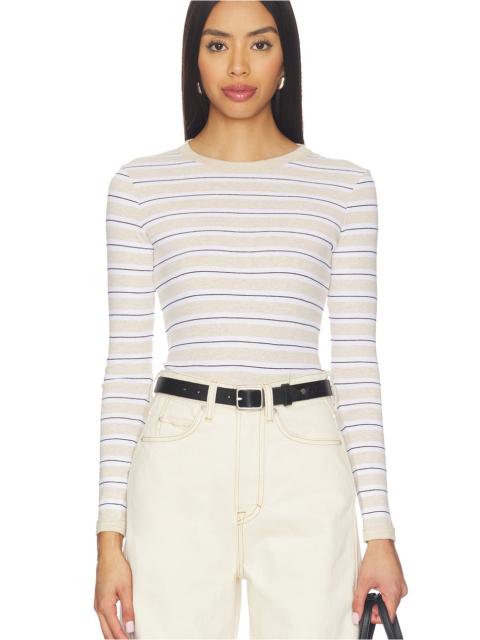 Enza Costa Cotton Stripe Classic Long Sleeve Tee