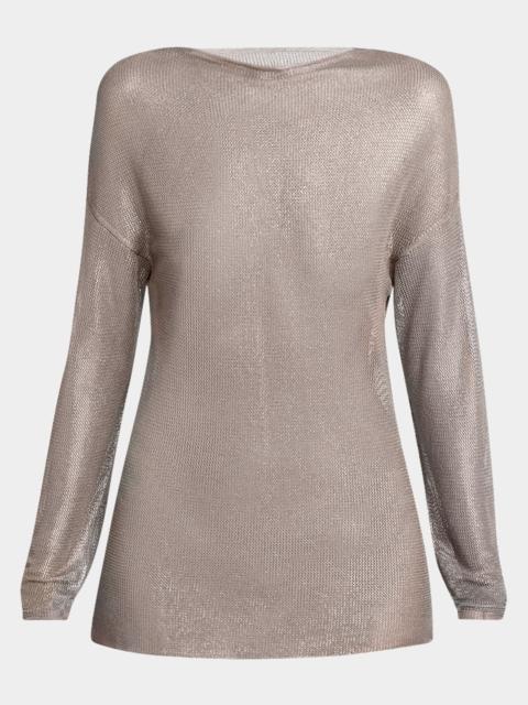 GIORGIO ARMANI Laminated Mesh Long-Sleeve Top