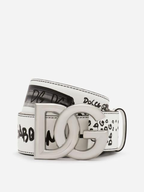 Dolce & Gabbana Graffiti-print calfskin belt