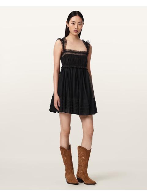 ALLSAINTS ANGELA GATHERED FRILL MINI DRESS