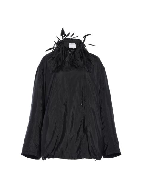 BRANDON MAXWELL The Larkin Feather-Trimmed Silk-Blend Jacket black