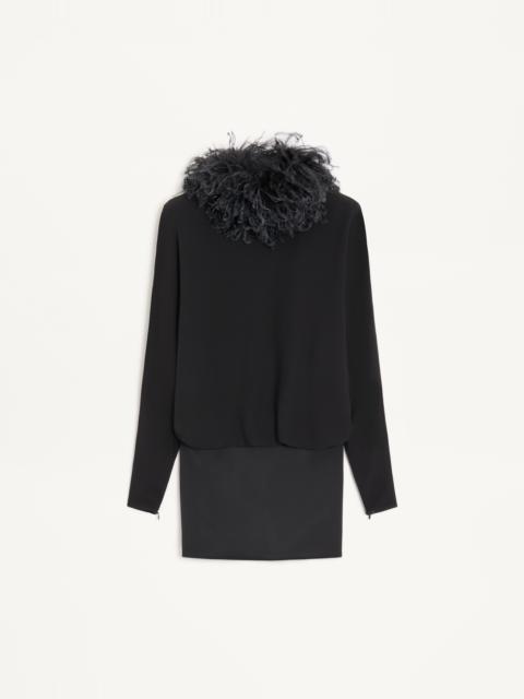 Valentino SHORT GEORGETTE DRESS WITH FEATHERS