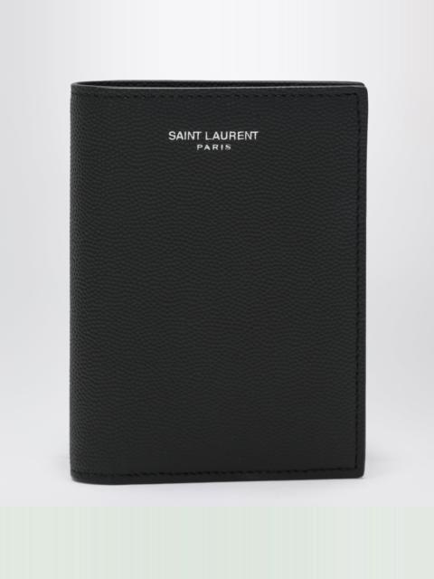 SAINT LAURENT Card holder in black grain de poudre leather