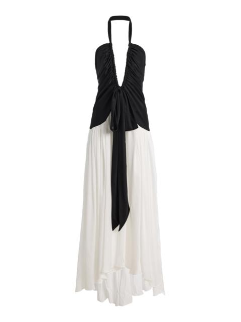 SIEDRÉS Exclusive Liessa Ruched Maxi Dress black/white