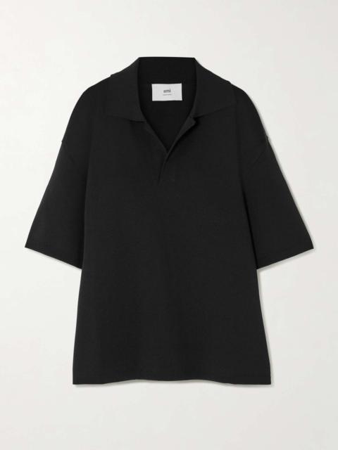 AMI Paris Knitted polo shirt Black