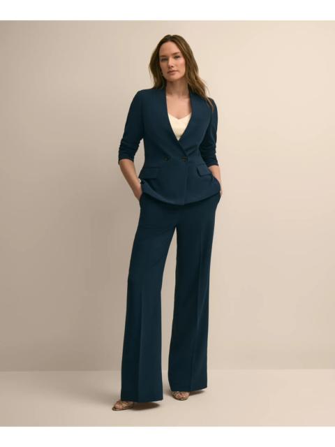 Brooks Brothers Crepe Double-Breasted Collarless Jacket
