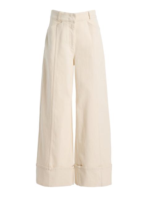 Another Tomorrow Denim Cuffed Pants off-white