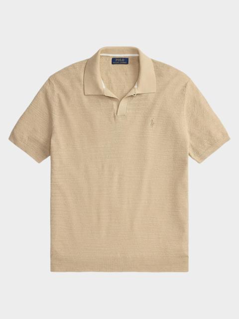 Polo Ralph Lauren Men's Cotton and Linen Knit Johnny Collar Polo Shirt