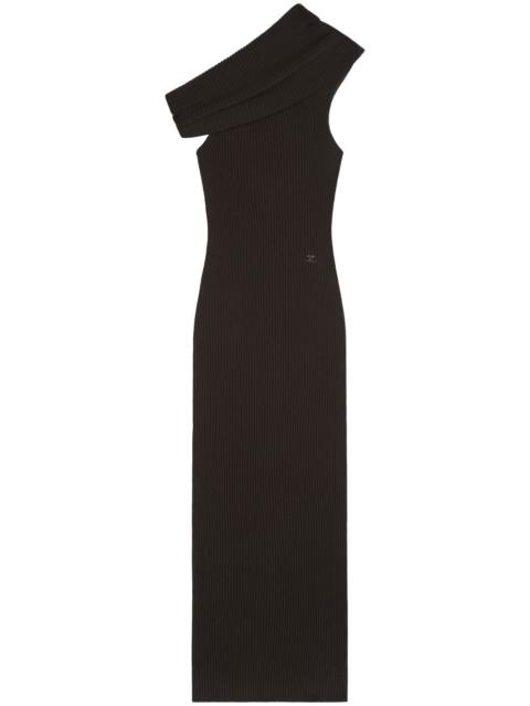 courrèges asymetric ribbed-knit long dress