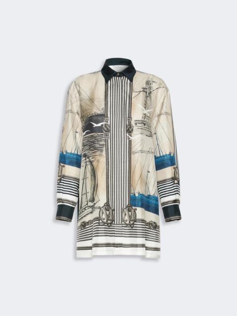 Max Mara TEGLIA Oversized printed silk shirt - STONE