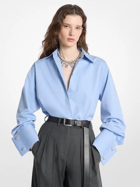 MICHAEL KORS COLLECTION Frayed Cotton Poplin French Cuff Shirt
