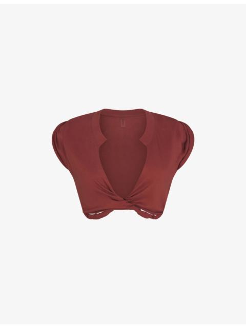 SKIMS Cover-Ups Plunge Twist Cotton-Jersey Top